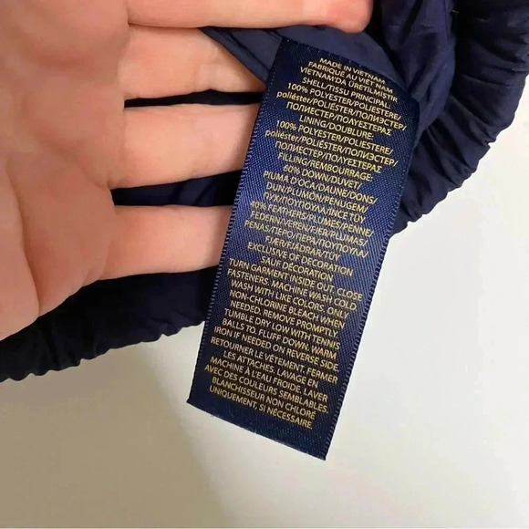 Polo by Ralph Lauren yellow navy down puffer hooded jacket - Picture 4 of 7